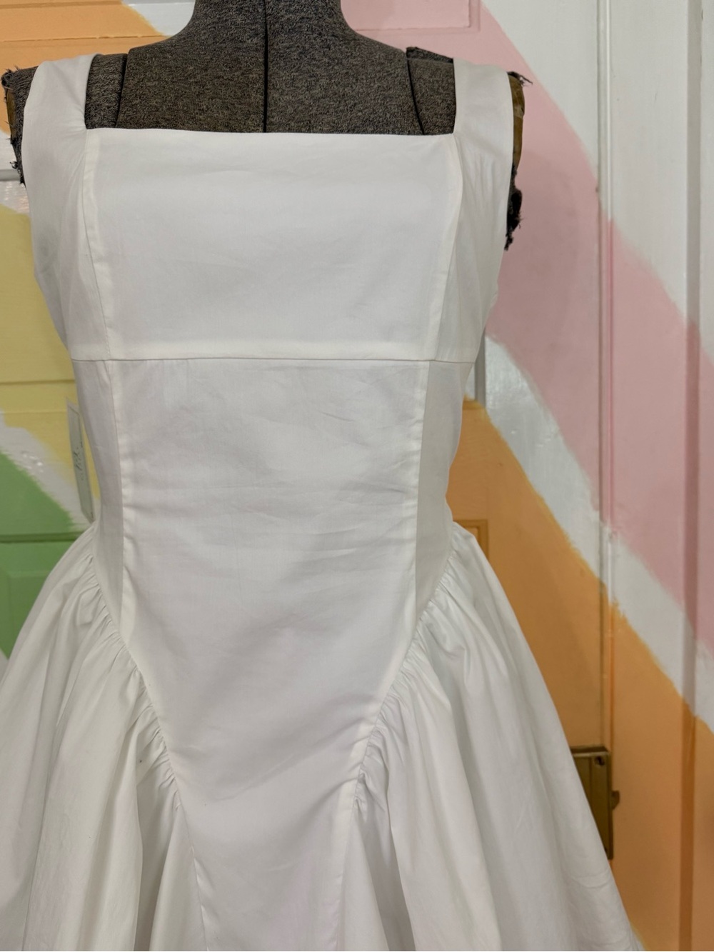 NWT The Vintage Shop White Bow Back Cotton Fit and Flare Mini Dress Sz Med 🧡🍄 - Picture 3 of 12